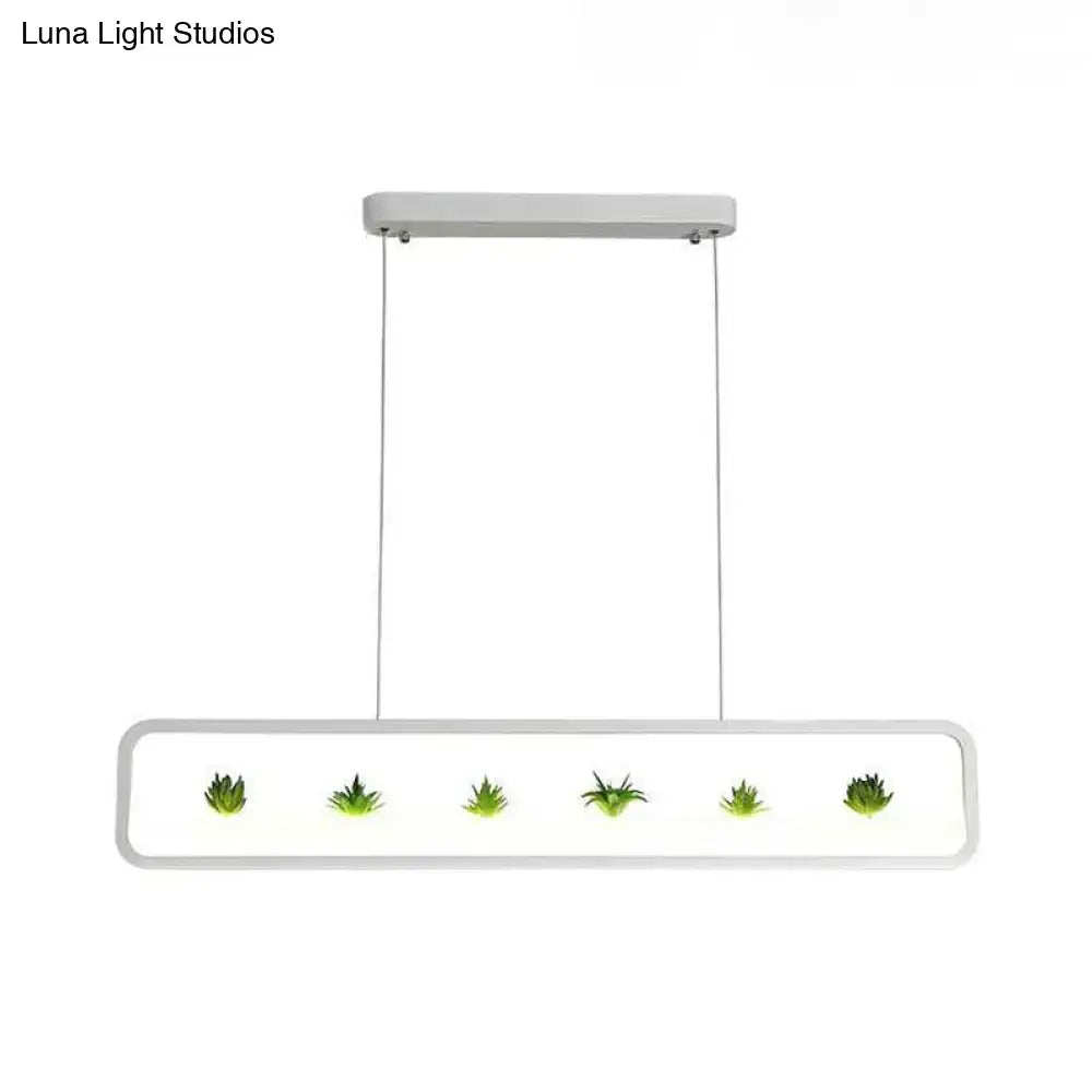 DecorBites™ Modern Rectangular Acrylic Island Chandelier - LED Dining Room Ceiling Light (27.5"/39" Long) - Black/White