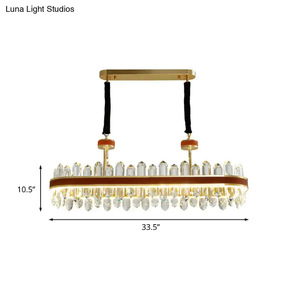 DecorBites™ Modern Red LED Island Hanging Light with Crystal Block Detail - Rectangular Leather Ceiling Suspension Lamp