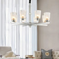 Modern chrome finished 6 light chandelier pendant with ribbed glass shades for living room 220v-240v 110v-120v led incandescent fluorescent