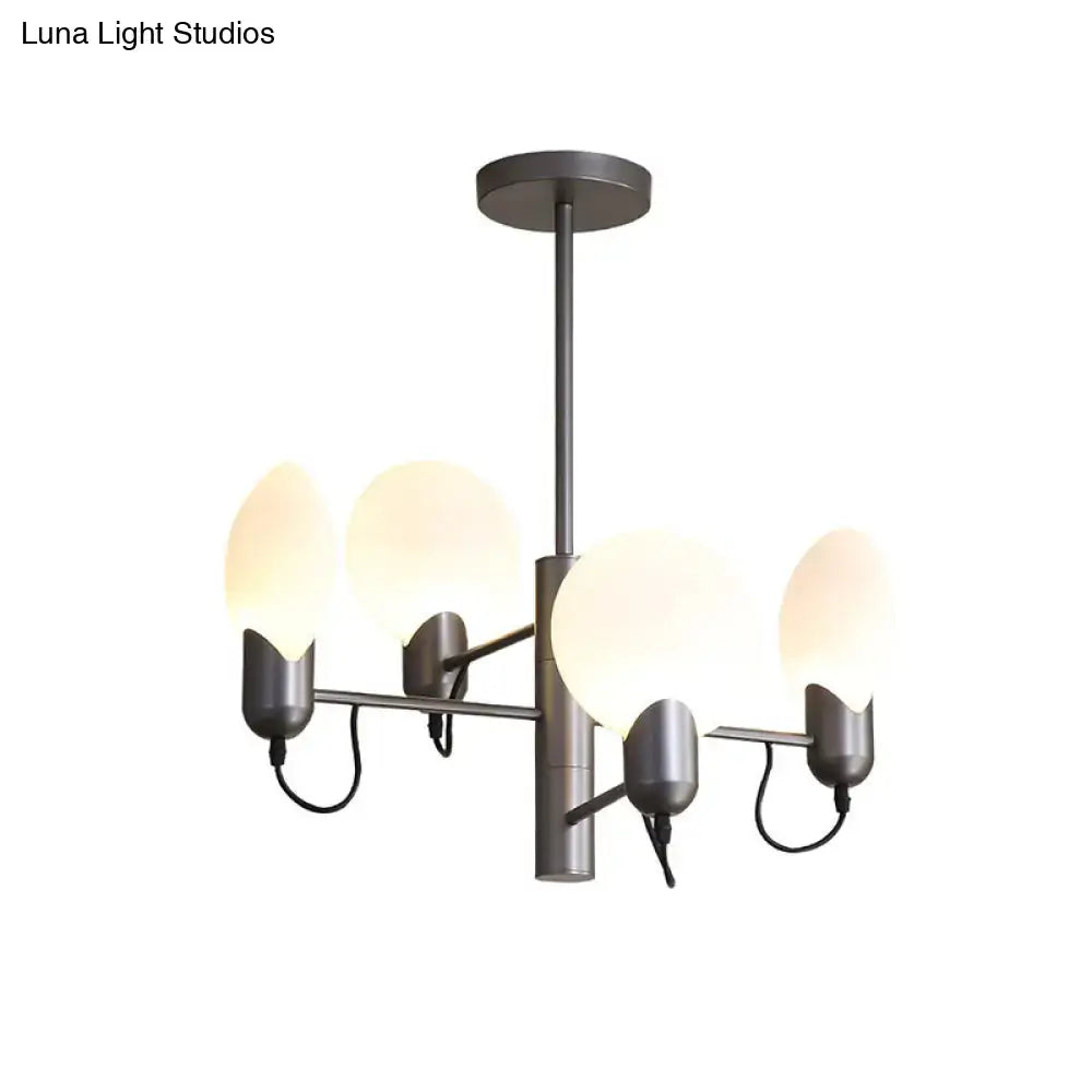 DecorBites™ Modern Silver Gray Oval Semi Flush Mount Ceiling Light with Opal Glass for Bedroom