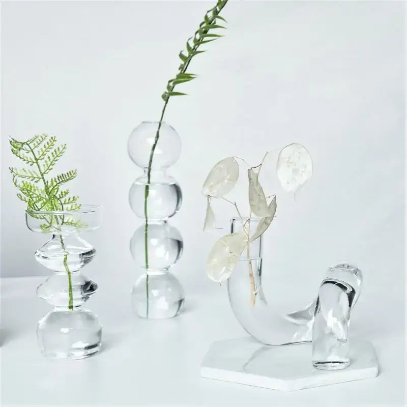 DecorBites™ Modern Transparent Glass Vases Set for Home