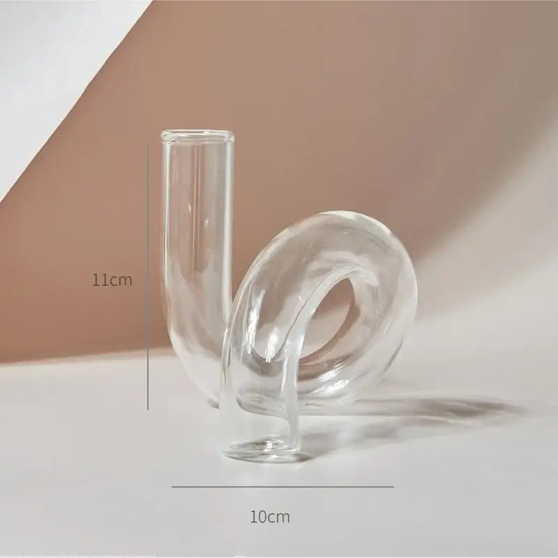 Clear glass vase from decorbites™ modern transparent glass vases set features sleek upright cylindrical section and curved looped base to decorate root