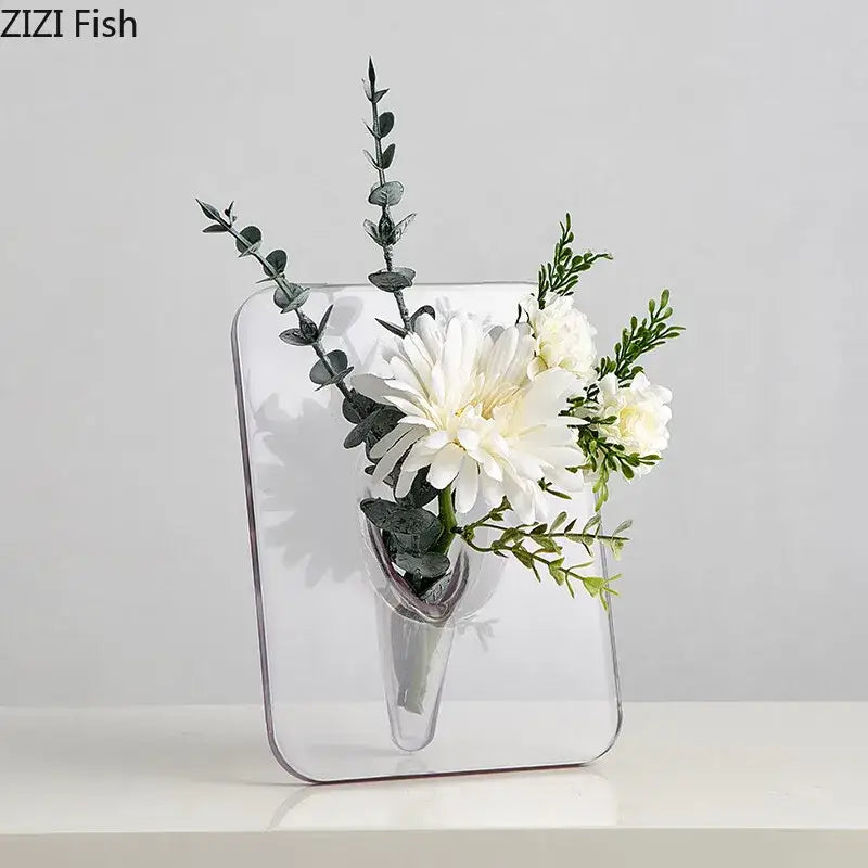 DecorBites™ Modern Transparent Square Vase for Flowers