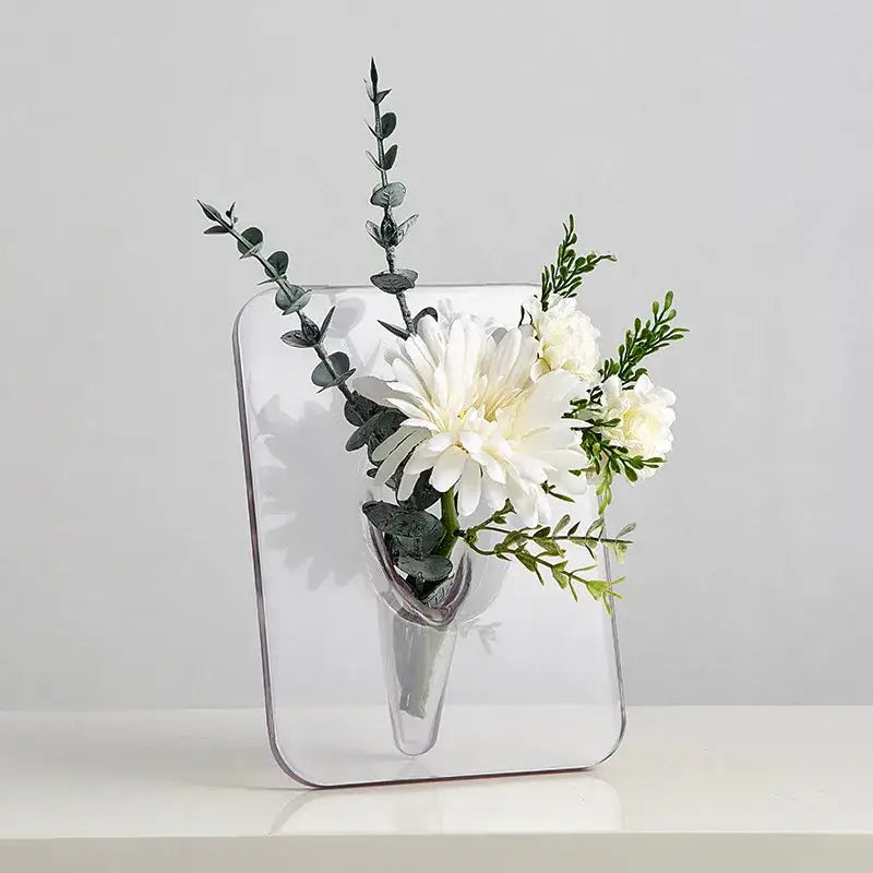 DecorBites™ Modern Transparent Square Vase for Flowers