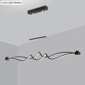 DecorBites modern black and white LED island pendant with sleek wave design for dining room maximum bulb wattage use