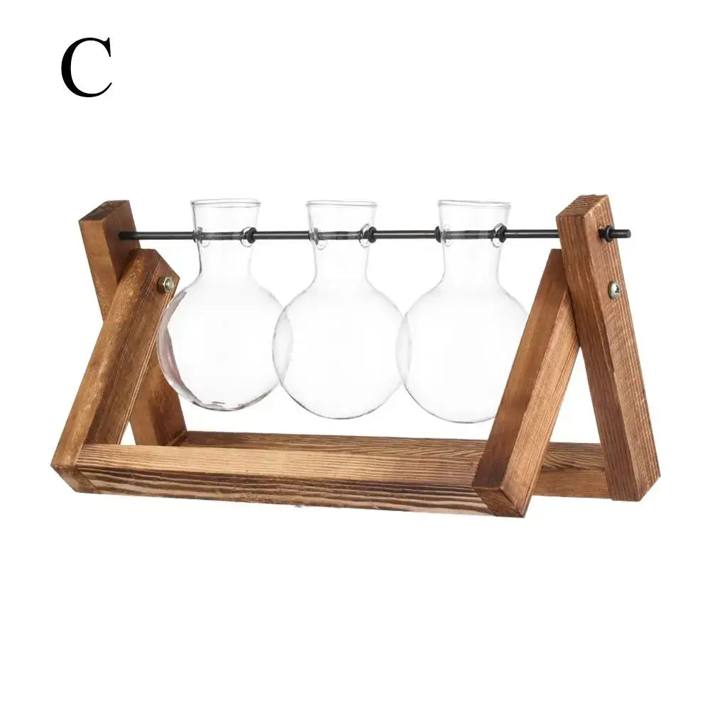 DecorBites™ Modern Wooden Frame Glass Vase Terrarium