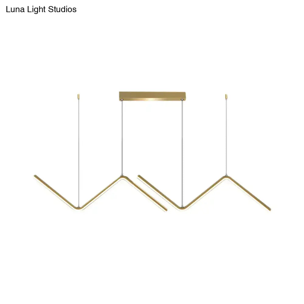 DecorBites™ Modern Zigzag Metal Hanging Lamp - Black/Gold LED Island Pendant in Warm/White Light for Dining Room