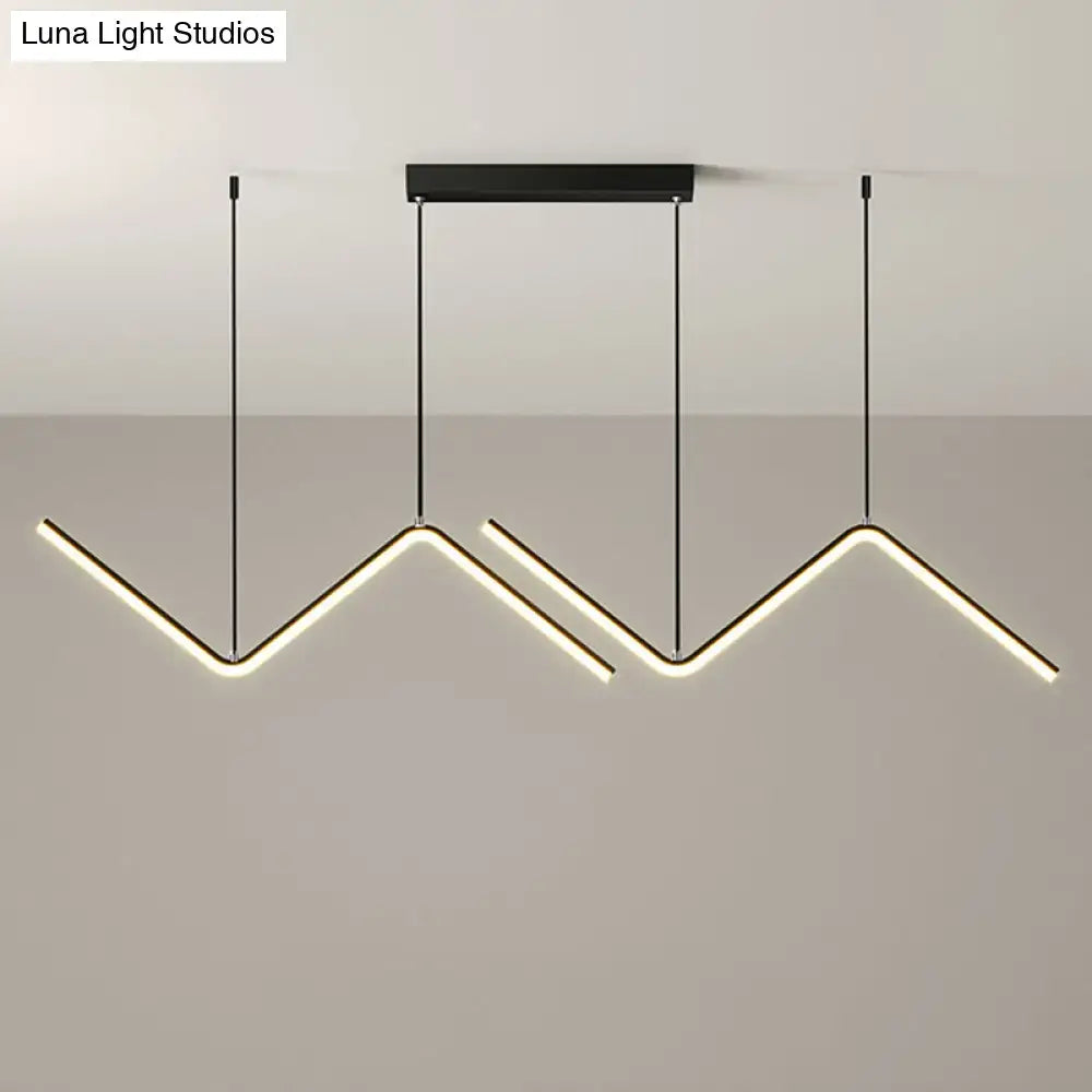 DecorBites™ Modern Zigzag Metal Hanging Lamp - Black/Gold LED Island Pendant in Warm/White Light for Dining Room
