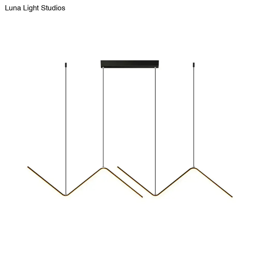 DecorBites™ Modern Zigzag Metal Hanging Lamp - Black/Gold LED Island Pendant in Warm/White Light for Dining Room