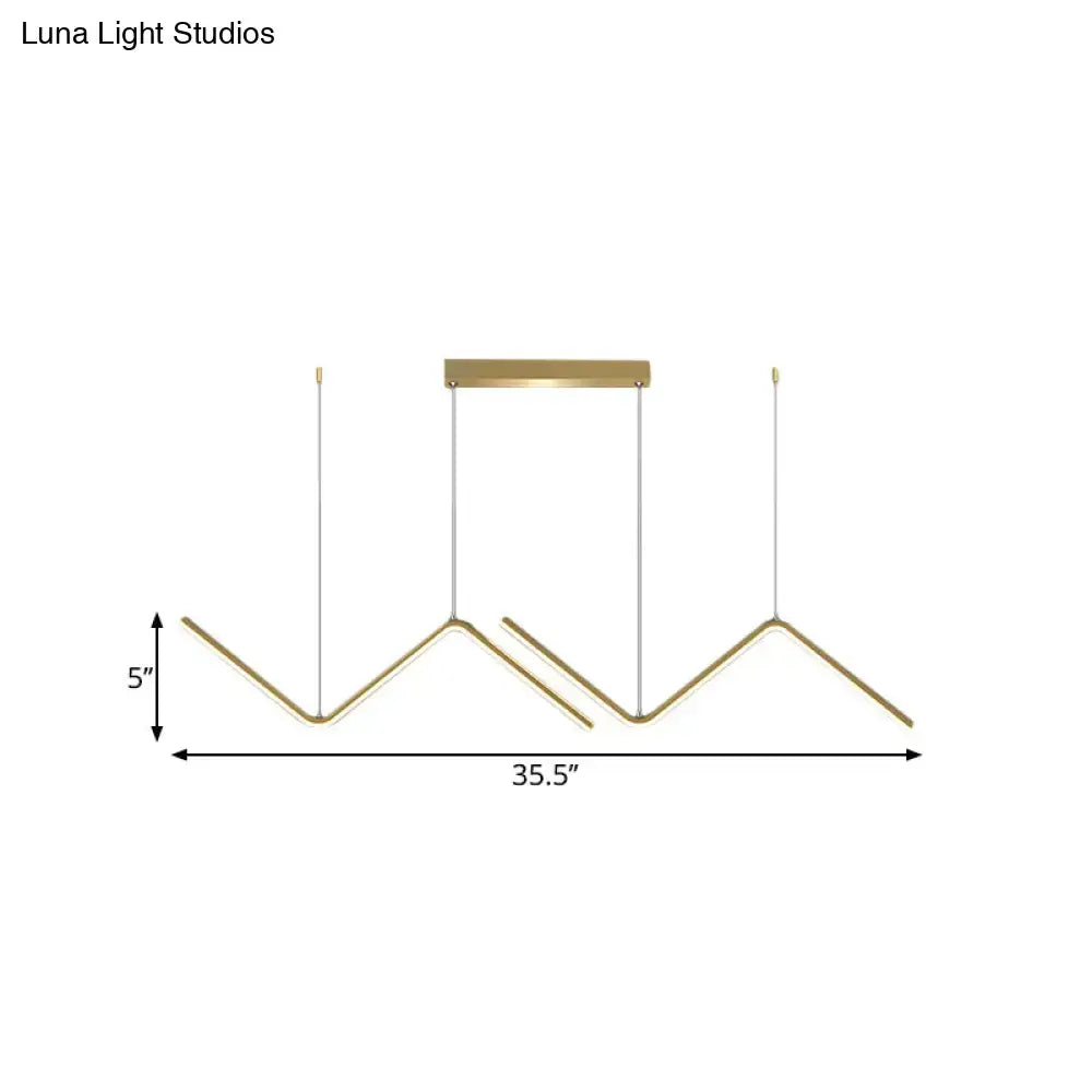 DecorBites™ Modern Zigzag Metal Hanging Lamp - Black/Gold LED Island Pendant in Warm/White Light for Dining Room