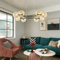 DecorBites™ Modernist Gold Chandelier Pendant Light Dimpled Blown Glass - 8 Bulb Living Room Hanging Lamp Kit