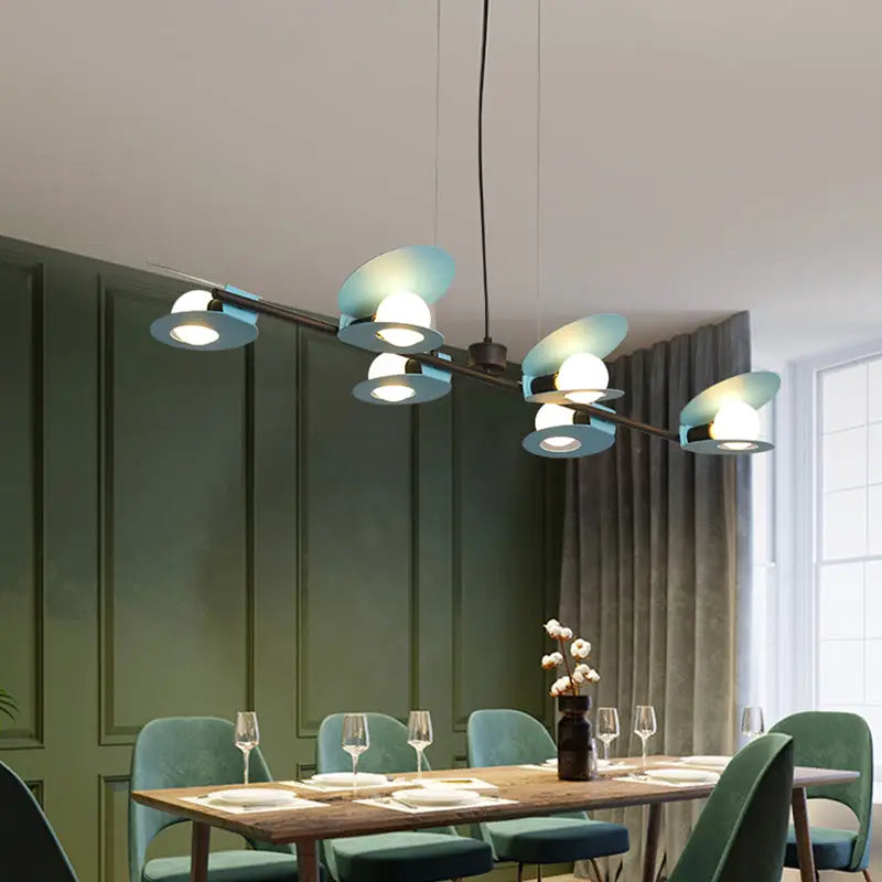 DecorBites™ Modernist Mussel Island Ceiling Light - Metallic Blue & Black - 6-Bulb Hanging Lamp Kit for Dining Room