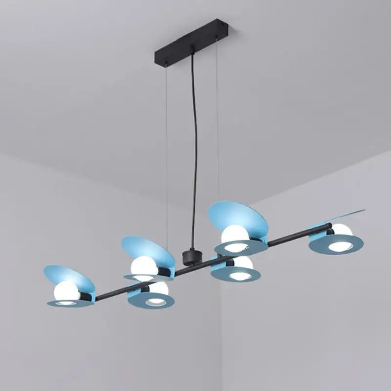 DecorBites™ Modernist Mussel Island Ceiling Light - Metallic Blue & Black - 6-Bulb Hanging Lamp Kit for Dining Room