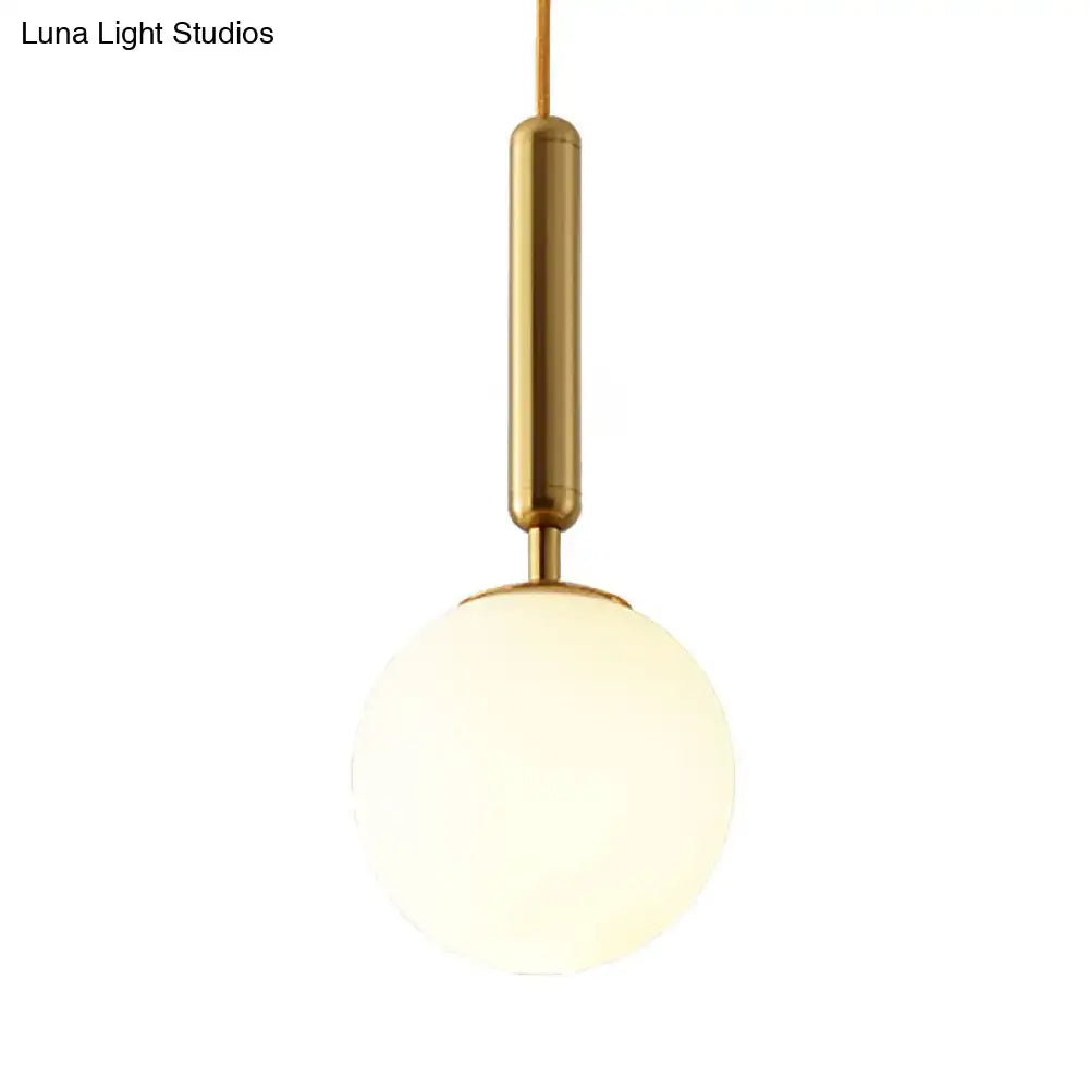 DecorBites™ Modernist White Glass Pendant Light with Black/Gold Finish - Adjustable Sizes