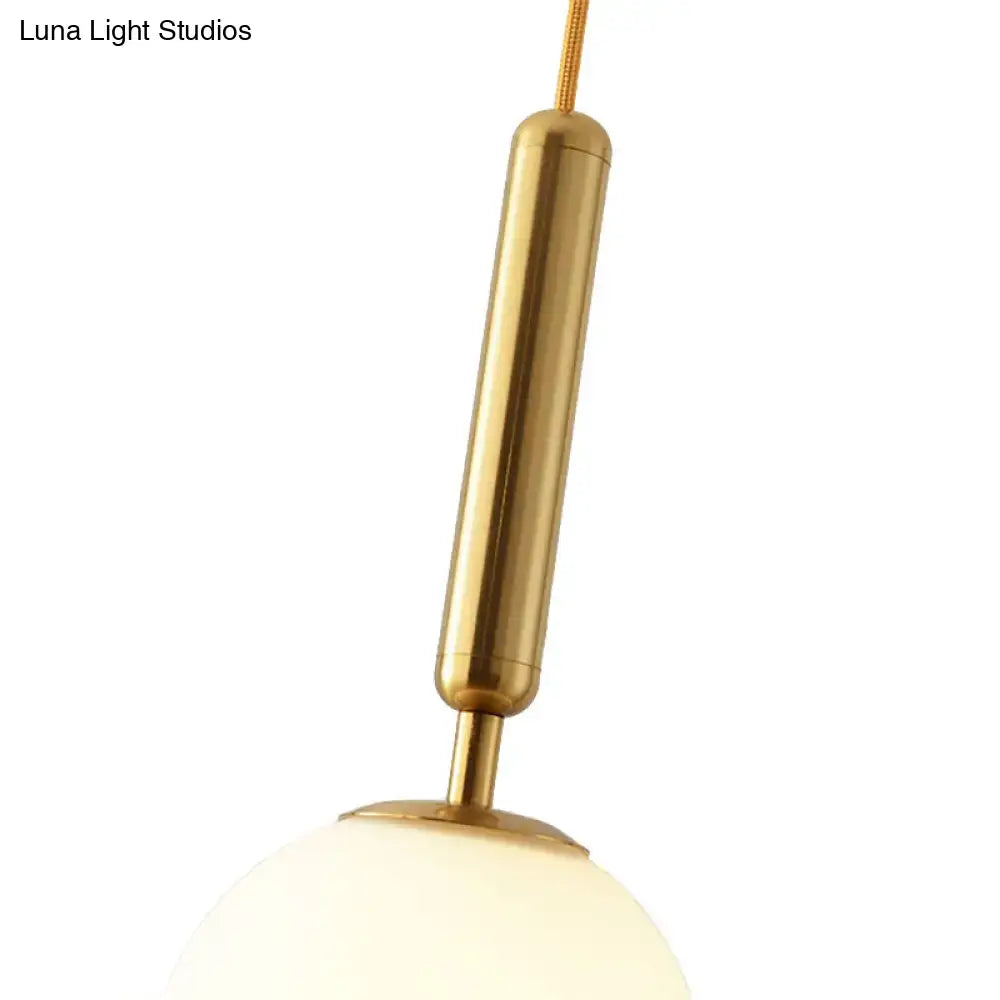 DecorBites™ Modernist White Glass Pendant Light with Black/Gold Finish - Adjustable Sizes