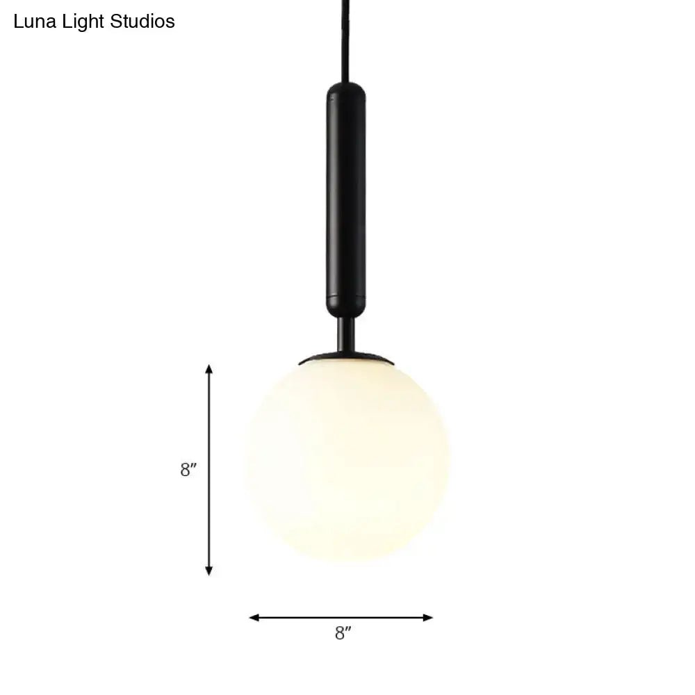 DecorBites™ Modernist White Glass Pendant Light with Black/Gold Finish - Adjustable Sizes