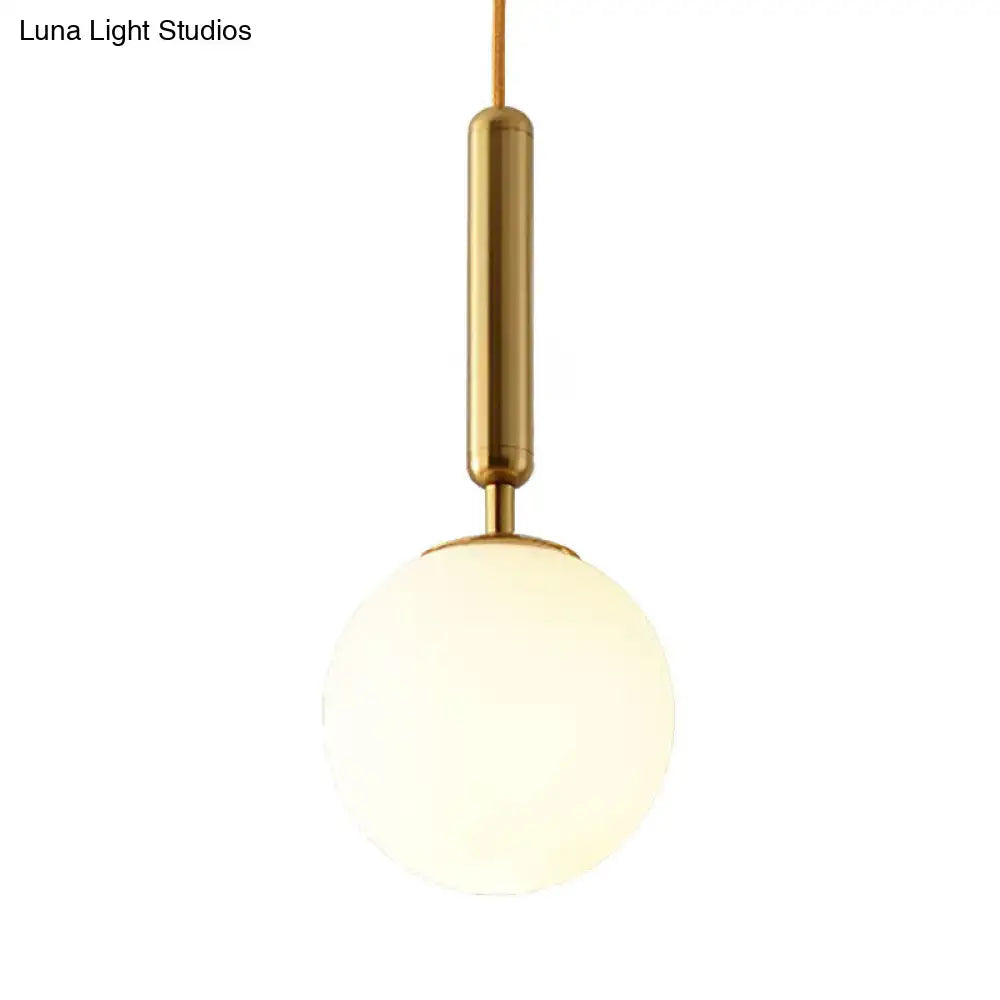 DecorBites™ Modernist White Glass Pendant Light with Black/Gold Finish - Adjustable Sizes