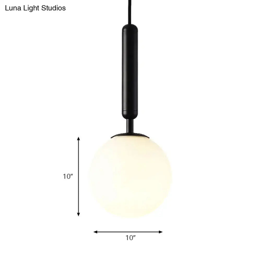 DecorBites™ Modernist White Glass Pendant Light with Black/Gold Finish - Adjustable Sizes