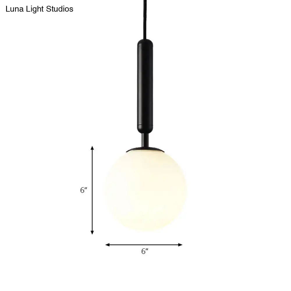 DecorBites™ Modernist White Glass Pendant Light with Black/Gold Finish - Adjustable Sizes