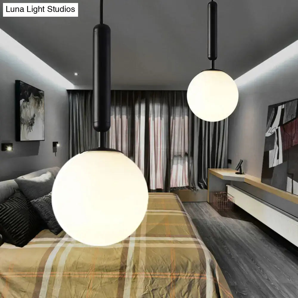 DecorBites™ Modernist White Glass Pendant Light with Black/Gold Finish - Adjustable Sizes