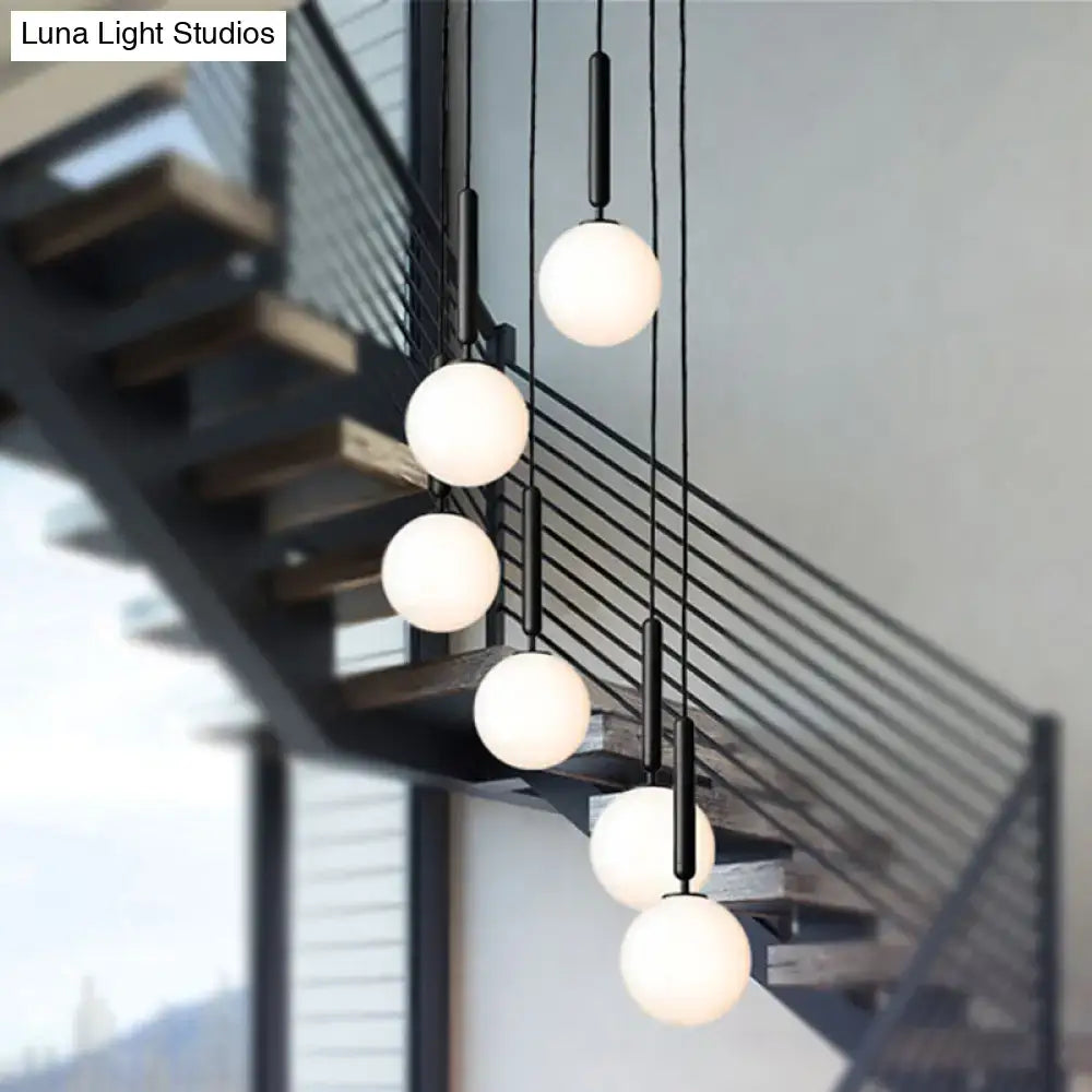 DecorBites™ Modernist White Glass Pendant Light with Black/Gold Finish - Adjustable Sizes