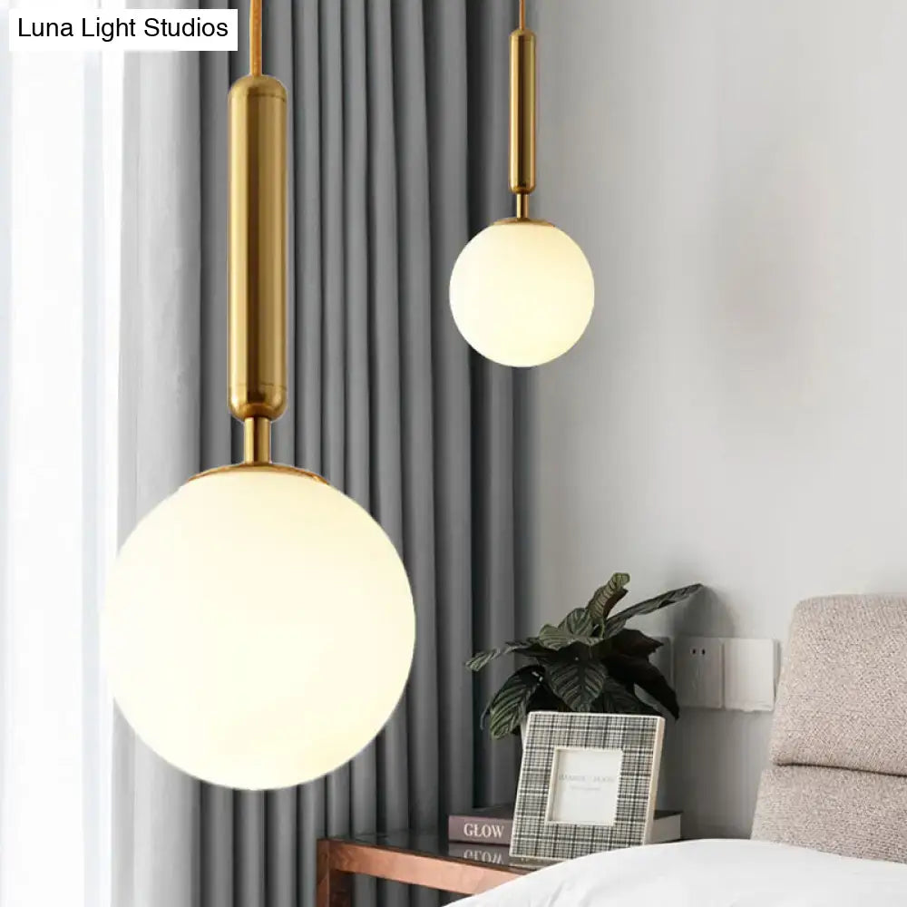 DecorBites™ Modernist White Glass Pendant Light with Black/Gold Finish - Adjustable Sizes