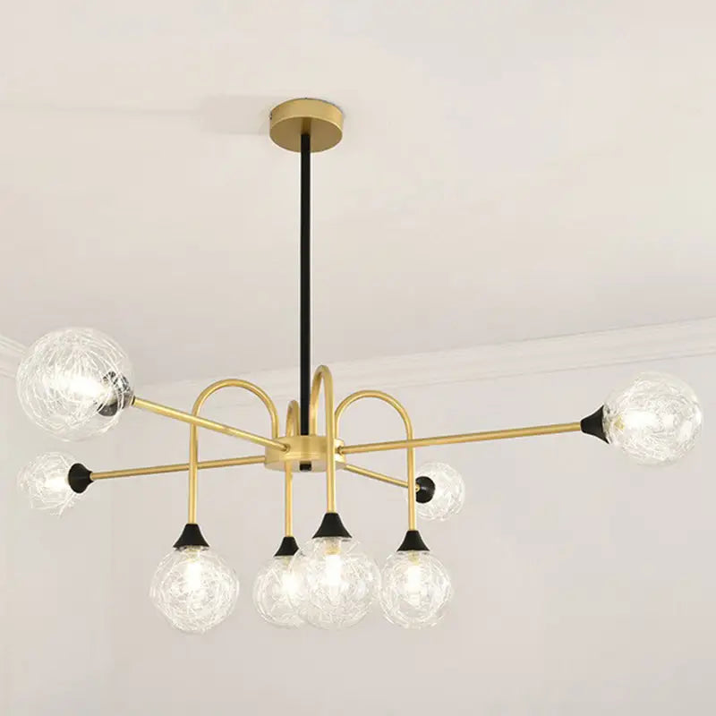 DecorBites™ Modo Glass Suspension Light - Nordic 8-Head Chandelier in Gold Finish for Dining Room