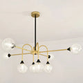 DecorBites™ Modo Glass Suspension Light - Nordic 8-Head Chandelier in Gold Finish for Dining Room