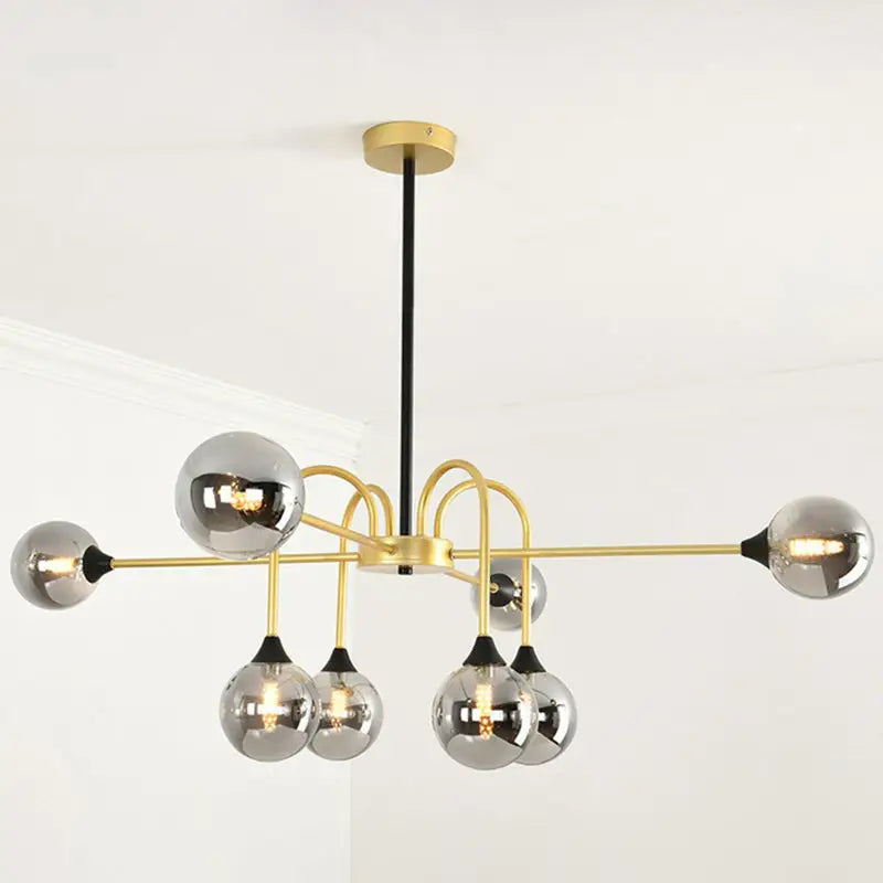 DecorBites™ Modo Glass Suspension Light - Nordic 8-Head Chandelier in Gold Finish for Dining Room