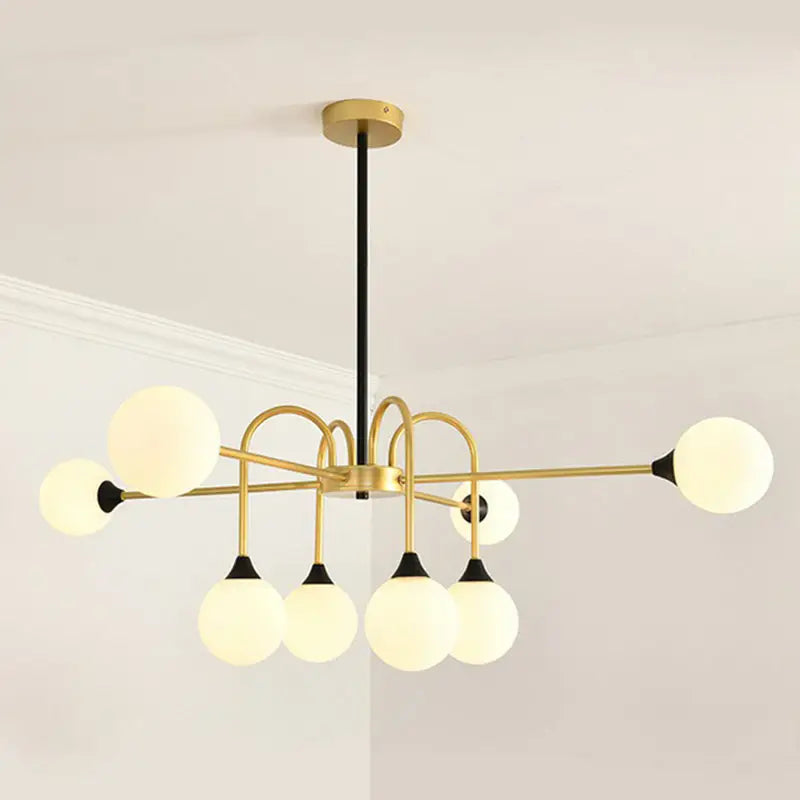 DecorBites™ Modo Glass Suspension Light - Nordic 8-Head Chandelier in Gold Finish for Dining Room