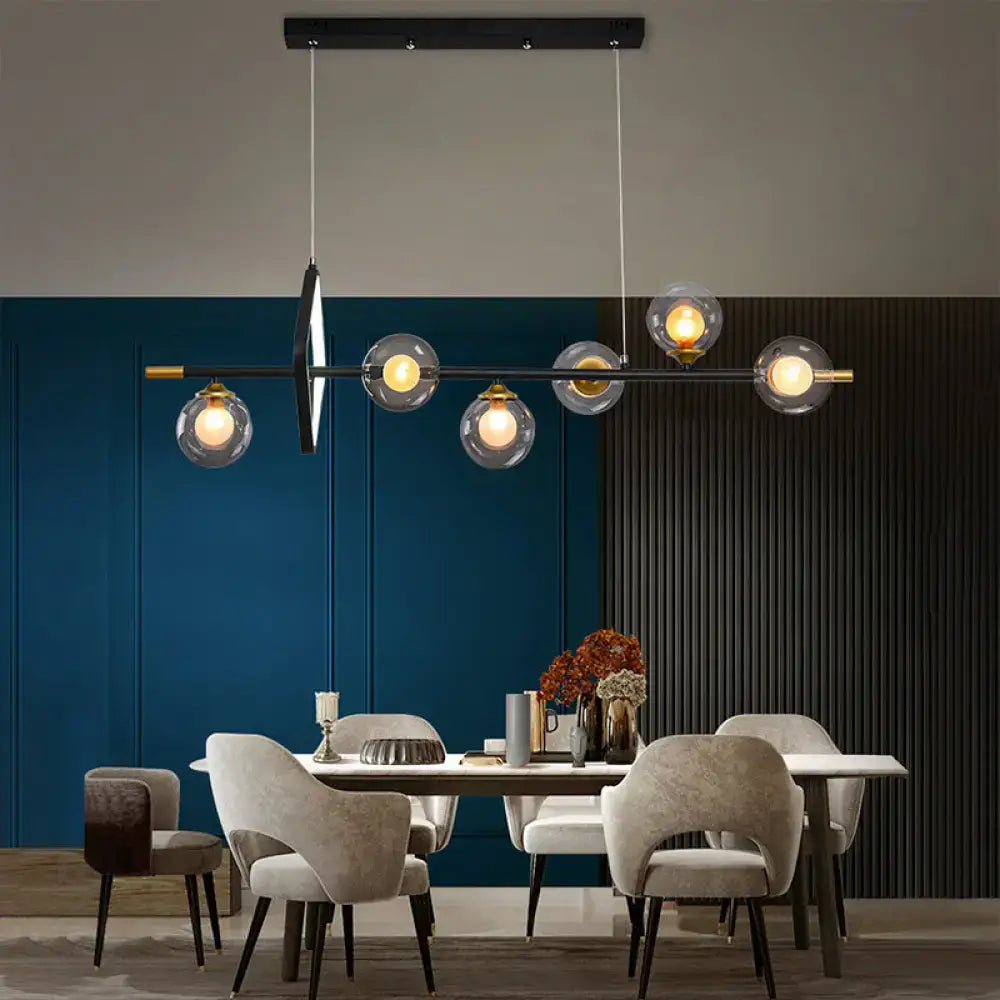 DecorBites™ Molecular Dining Room Island Pendant Light - Dual Glass 6-Light Modern Hanging Lamp Kit