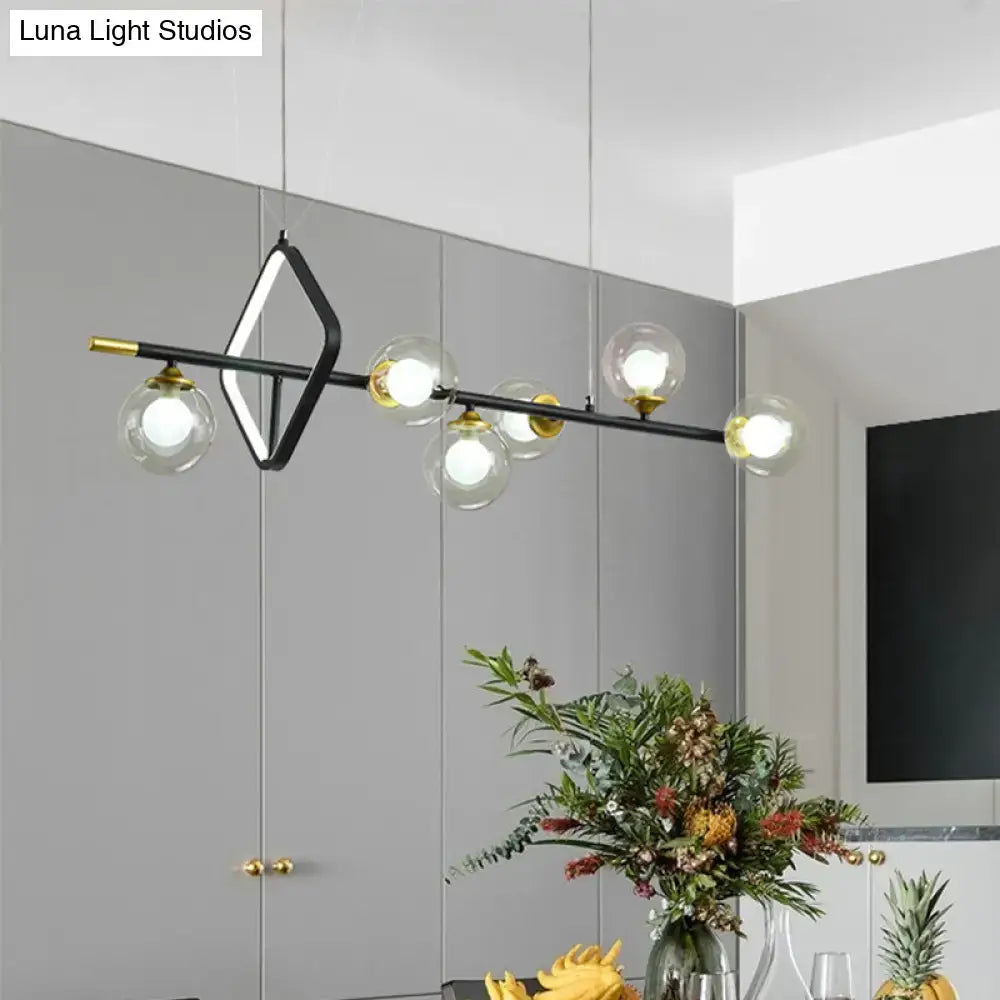 DecorBites™ Molecular Dining Room Island Pendant Light - Dual Glass 6-Light Modern Hanging Lamp Kit