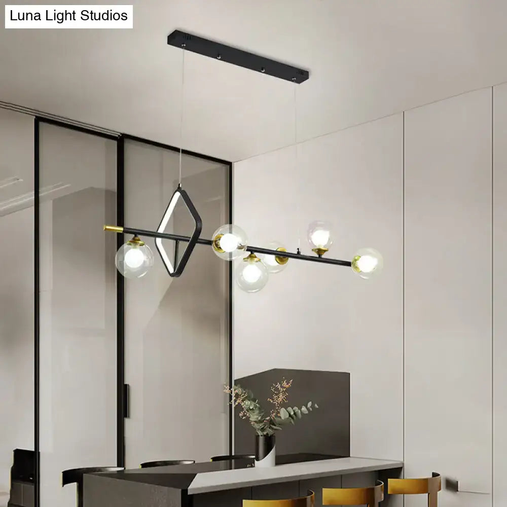 DecorBites™ Molecular Dining Room Island Pendant Light - Dual Glass 6-Light Modern Hanging Lamp Kit