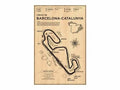 Vintage-style beige decorbites™ monaco grand prix poster featuring circuit de barcelona-catalunya race track layout with sponsor logos