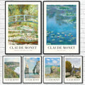 Set of five framed decorbites monet wildflower poster prints featuring impressionist landscapes in muted greens and earth tones