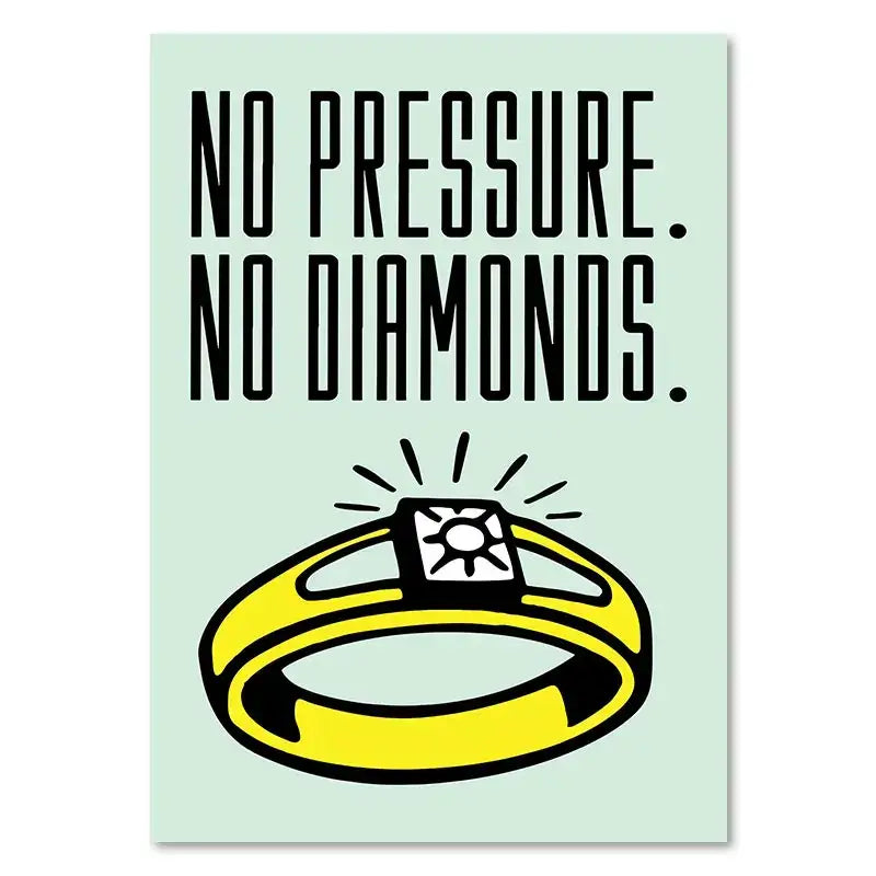 Yellow cartoon ring with square diamond centerpiece in DecorBites Monopoly Millionaire cartoon canvas art for home decor
