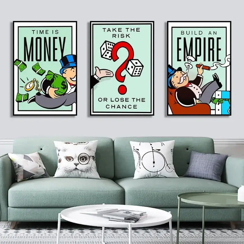 DecorBites™ Monopoly Millionaire Cartoon Canvas Art for Home Decor