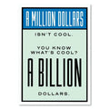 Minimalist rectangular decorbites™ monopoly millionaire wall art featuring bold black and blue dollar money poster text on light mint background
