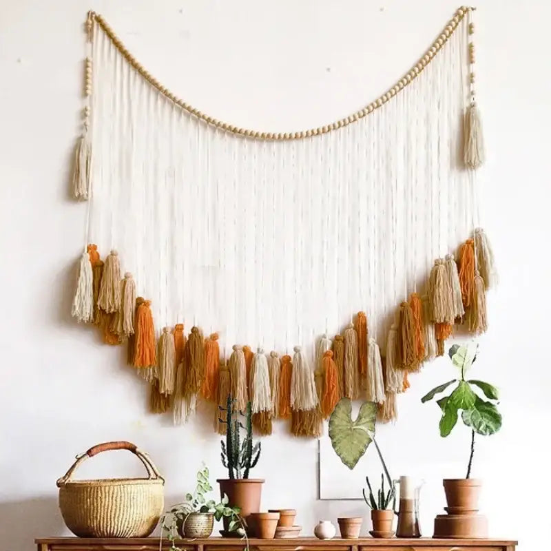 DecorBites™ Moroccan Bohemian Wall Decor Tapestry Curtain Homestay Woven Macrame Sofa Tapestry Livingroom Wall Boho Decoration Home Decor