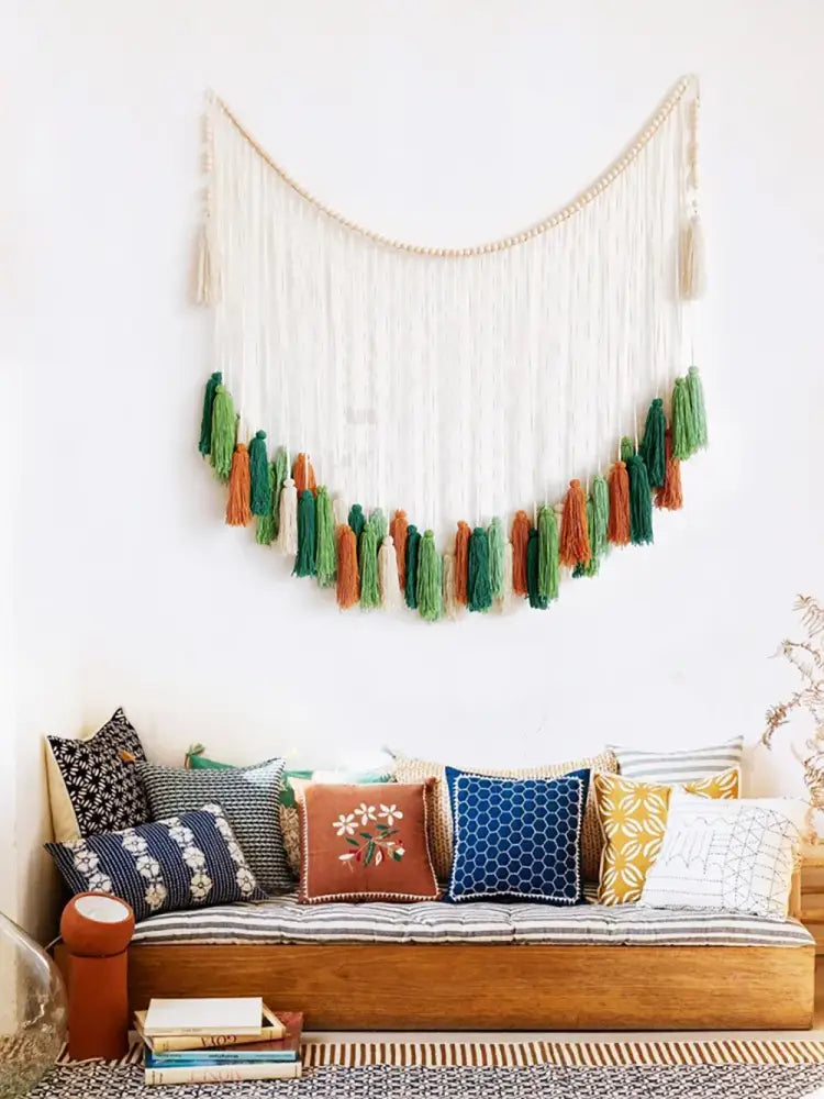 DecorBites™ Moroccan Bohemian Wall Decor Tapestry Curtain Homestay Woven Macrame Sofa Tapestry Livingroom Wall Boho Decoration Home Decor