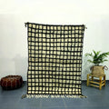 Decorbites™ moroccan handmade beni ouarain rug in black and cream with grid pattern and natural fiber texture 1.5m x 1m