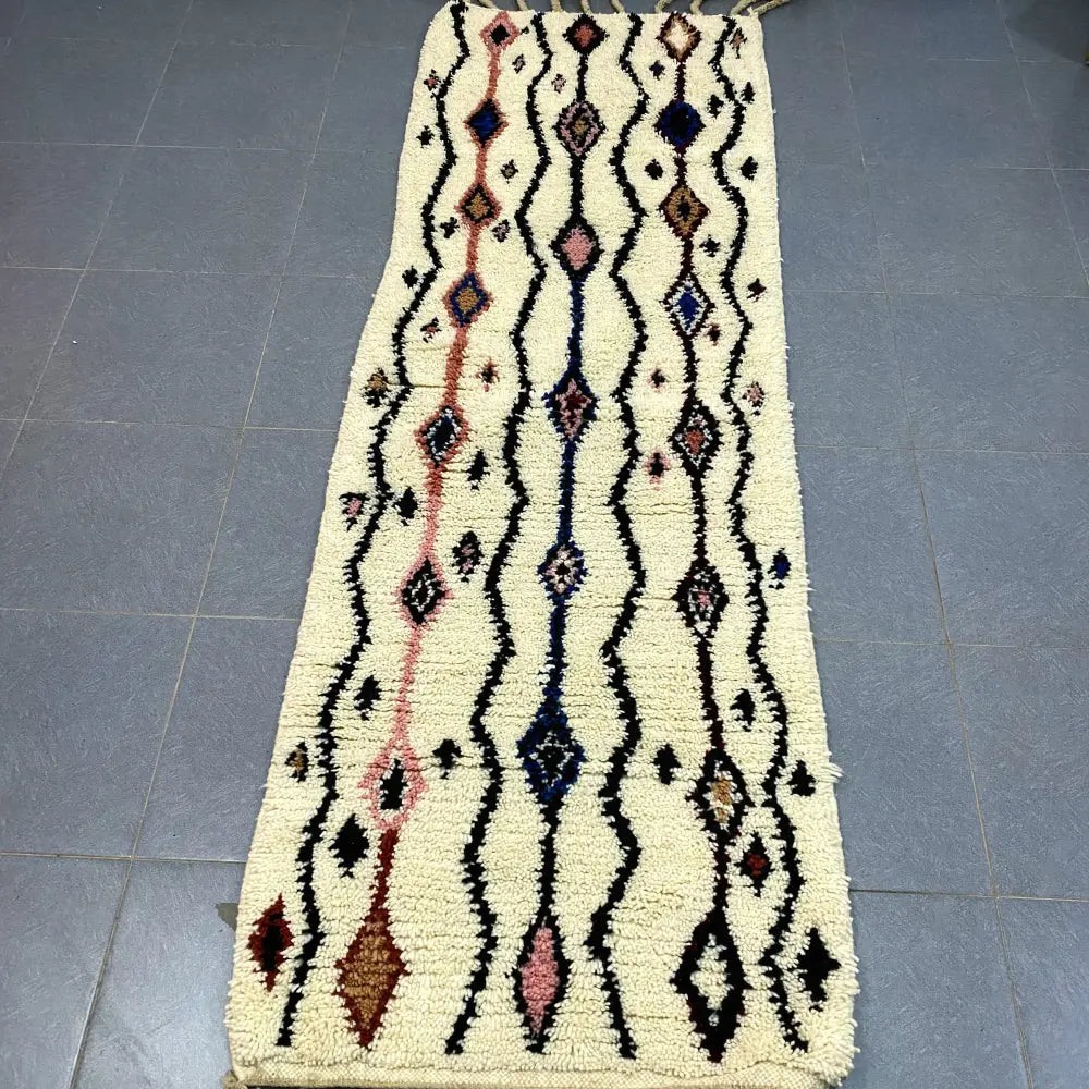 DecorBites™ Moroccan Handmade Beni Ouarain Rug 2.5m x 0.7m
