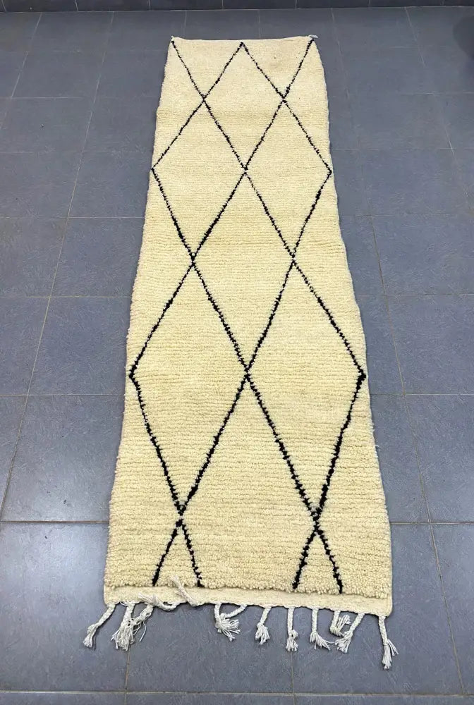 DecorBites™ Moroccan Handmade Beni Ouarain Rug 2.8m x 0.7m