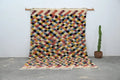 DecorBites™ moroccan handmade traditional azilal rug 300 x 207 cm with colorful geometric diamond pattern on cream background