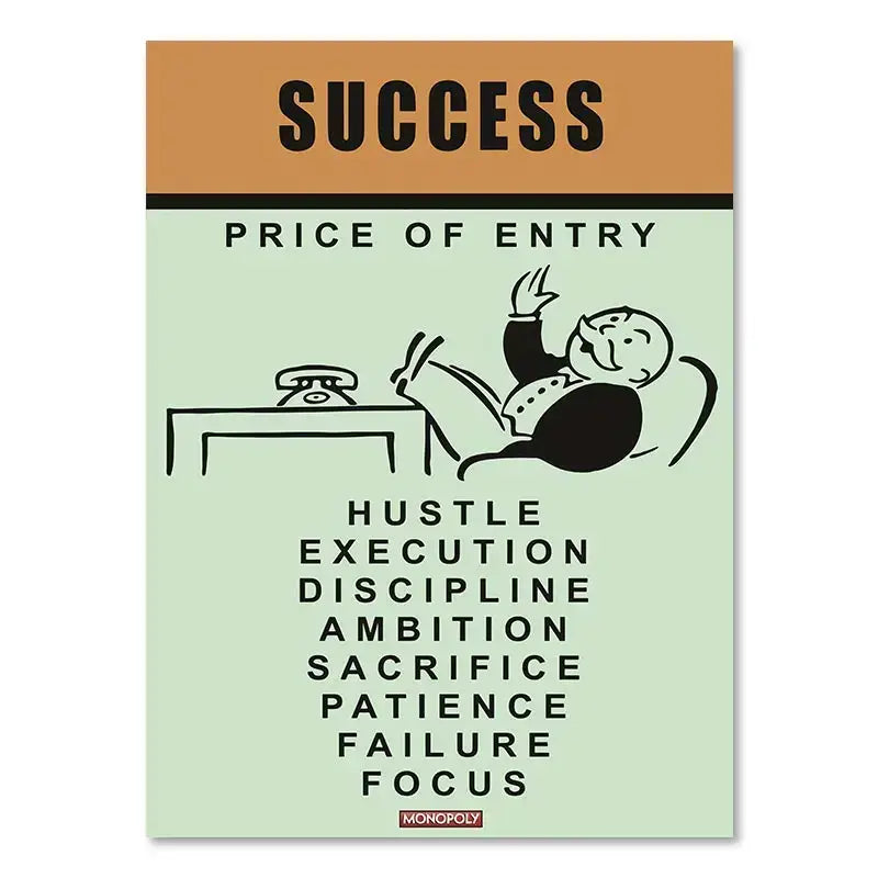 DecorBites™ Motivational Monopoly Millionaire Cartoon Canvas Wall Art