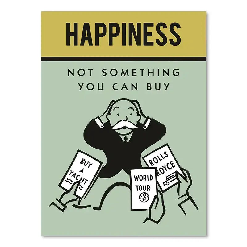 DecorBites™ Motivational Monopoly Millionaire Cartoon Canvas Wall Art