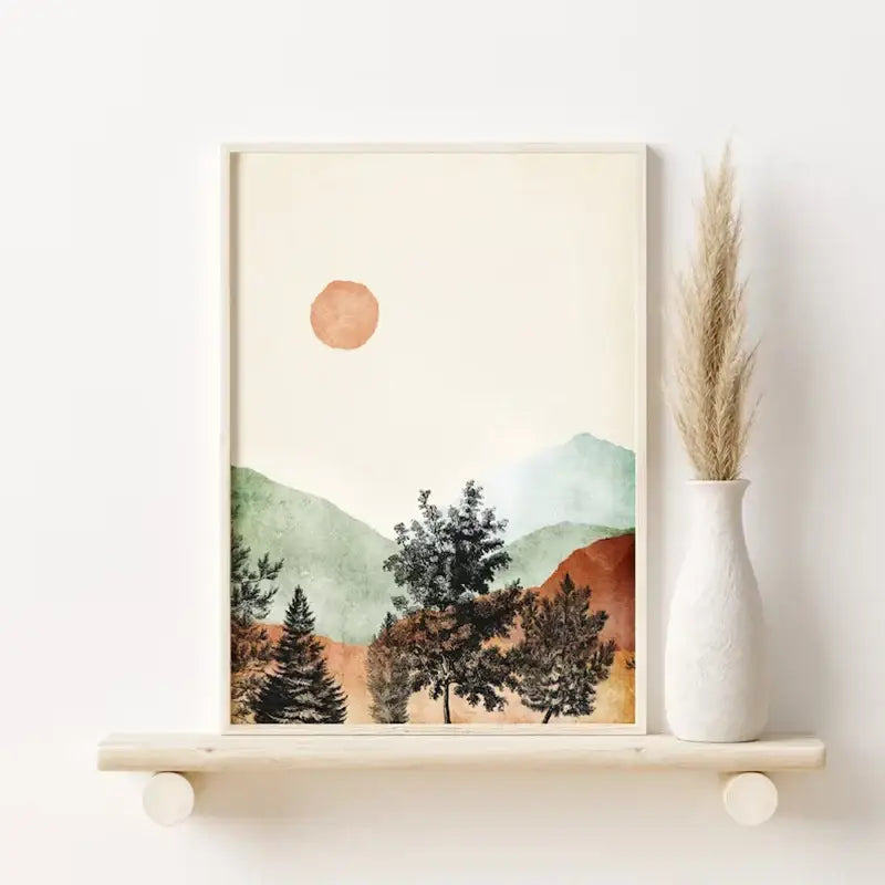 DecorBites™ Mountain Wall Art Set - Watercolor Landscape