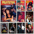 A grid of nine pulp fiction canvas posters featuring iconic scenes displayed as decorbites™ movie fiction canvas wall art