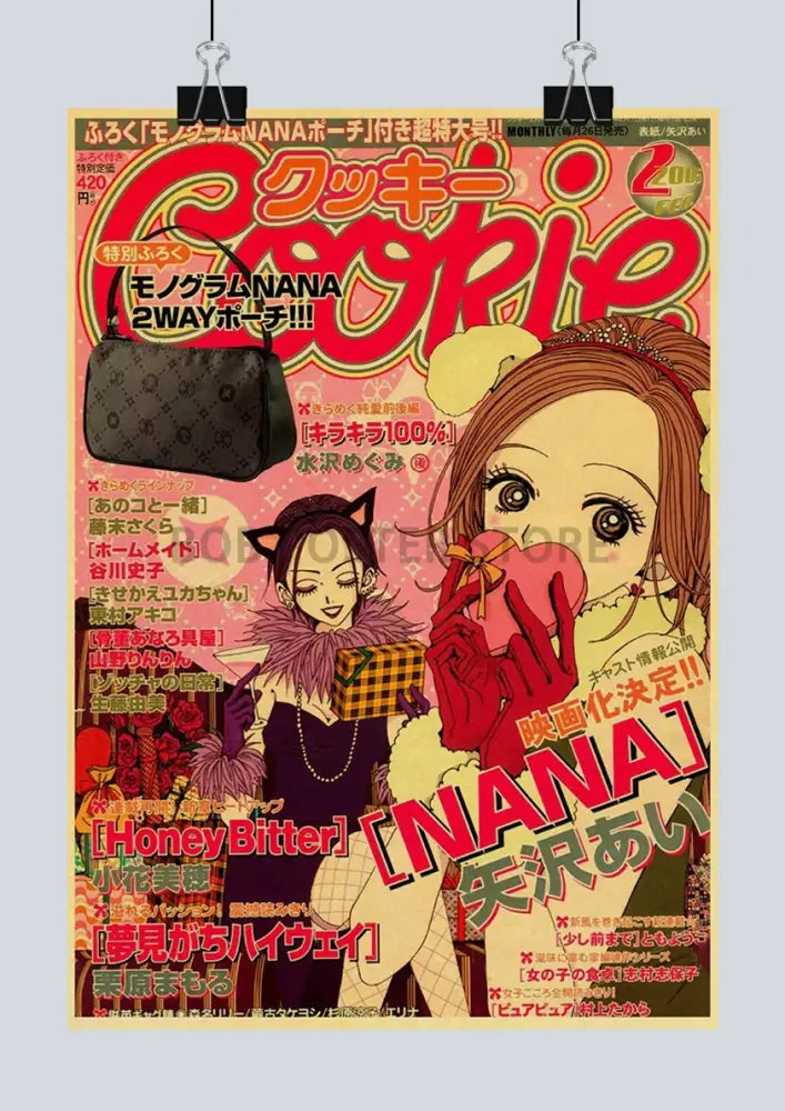 Black handbag with repeating monogram pattern and gold-tone hardware featured in decorbites™ nana retro kraft paper wall decor