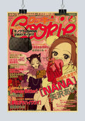 Black handbag with repeating monogram pattern and gold-tone hardware featured in decorbites nana anime retro poster set